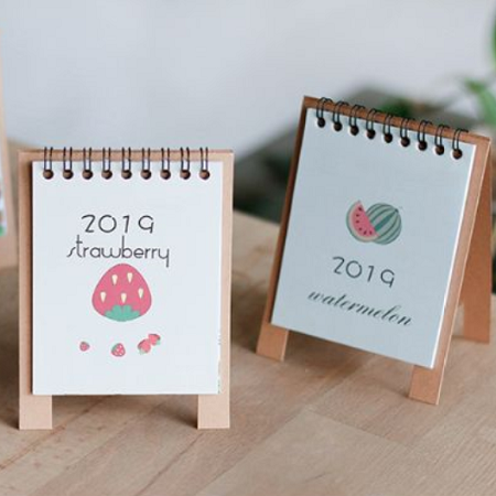 定制LOGO卡通2019臺(tái)歷韓國(guó)桌面式帶小本日歷 農(nóng)歷可愛(ài)diy年歷計(jì)劃本定制