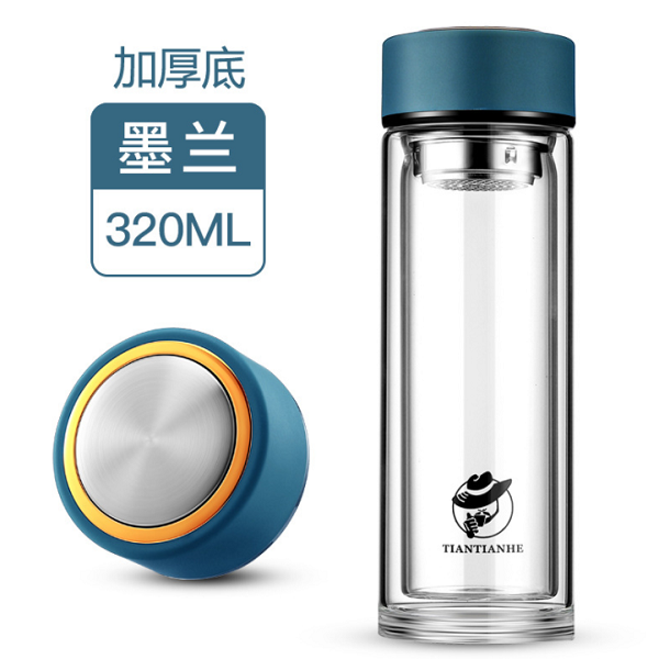 商務(wù)高檔雙層玻璃杯透明高硼硅耐高溫廣告禮品大容量水杯定制LOGO