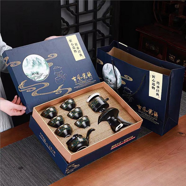 鎏銀茶具套裝家用辦公半自動(dòng)懶人泡茶功夫純銀茶杯陶瓷禮品