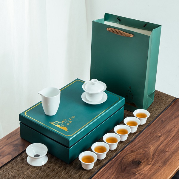 德化白瓷功夫茶具套裝整套家用陶瓷蓋碗茶杯商務(wù)活動(dòng)禮品定制LOGO