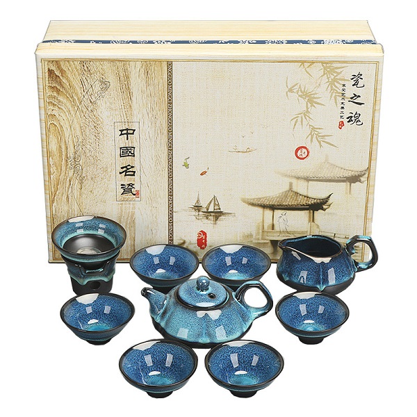 紫砂鈞窯茶具套裝功夫禮品陶瓷茶壺茶杯