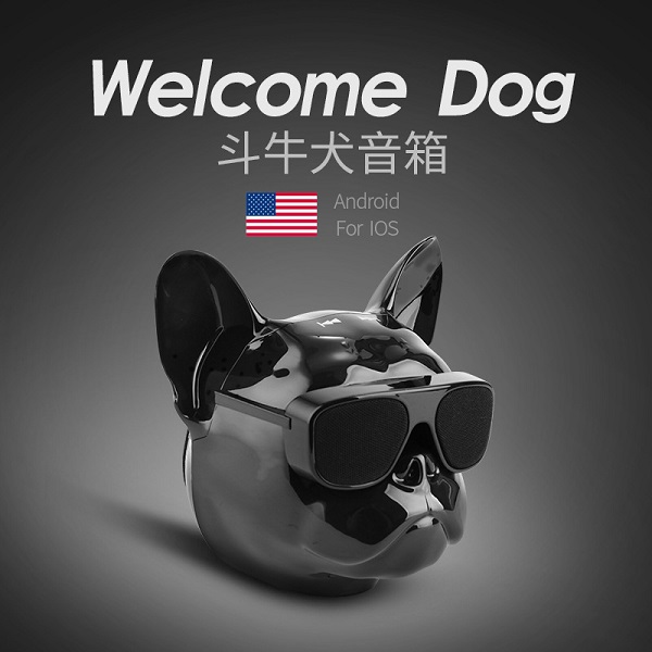 創(chuàng)意法斗犬藍(lán)牙音箱觸摸狗頭無線藍(lán)牙音響重低音戶外便攜
