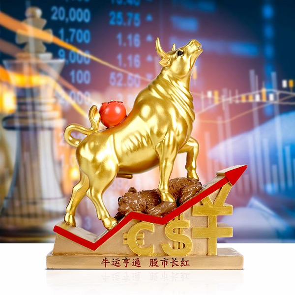 原創(chuàng)金融牛擺件股市華爾街黃銅牛禮品禮物裝飾品