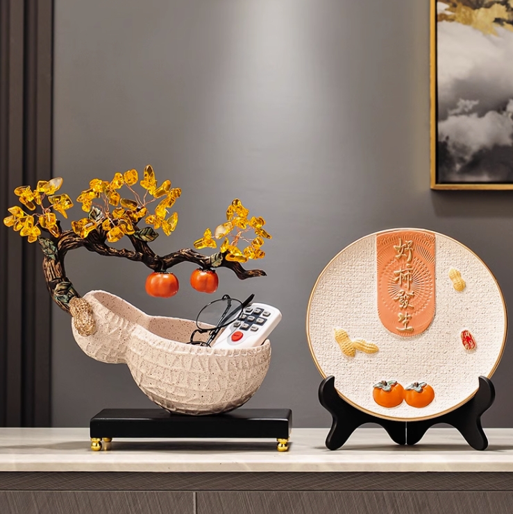 發(fā)財(cái)樹(shù)好事花生收納+好事發(fā)生擺盤(pán)【米色】