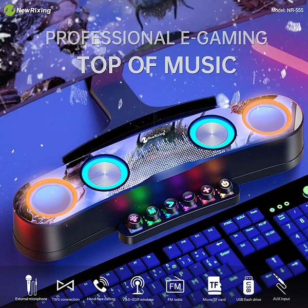 桌面炫彩電競(jìng)藍(lán)牙音箱帶LED彩燈電腦音響酷炫新款外貿(mào)低音炮